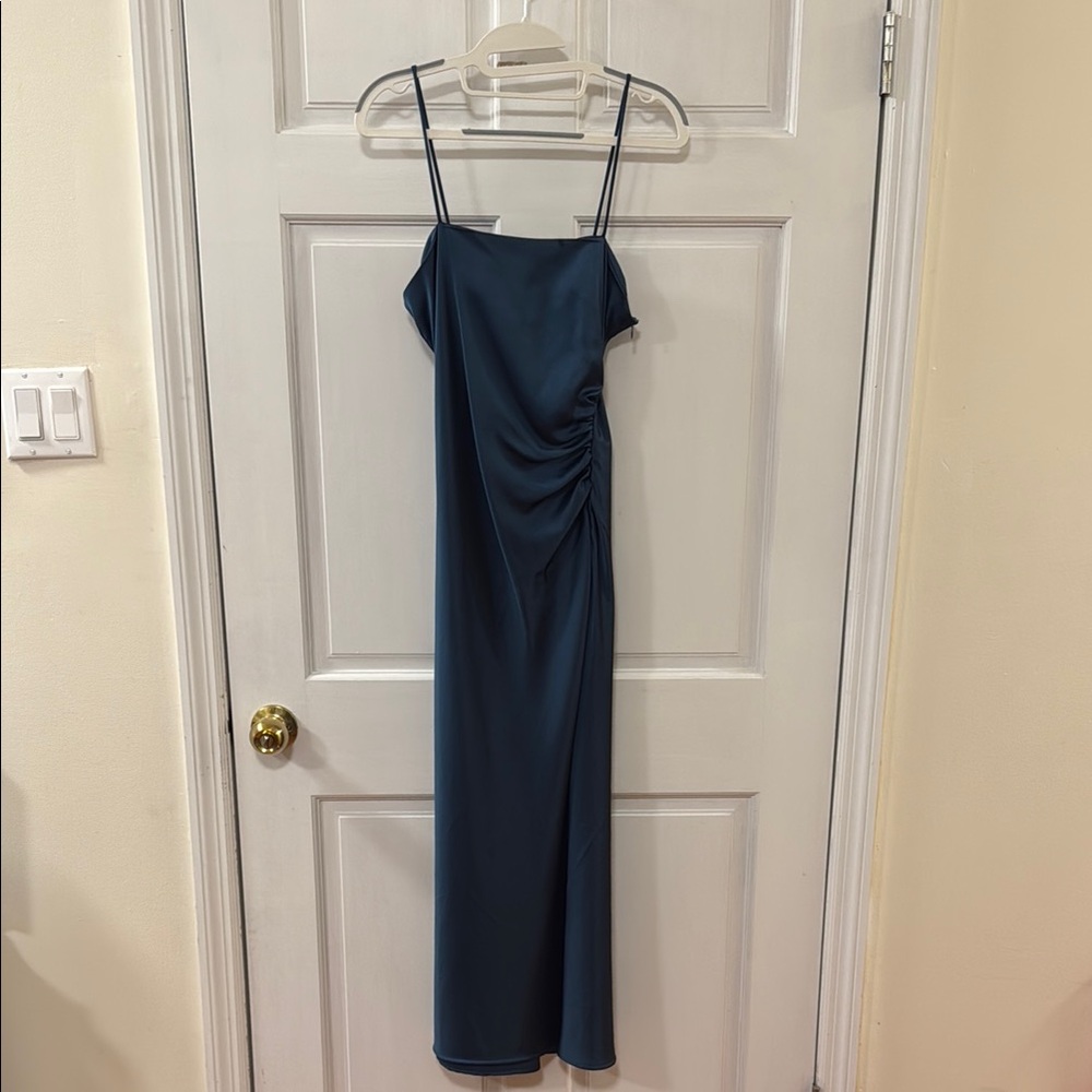 ZARA Blue satin midi  Dress